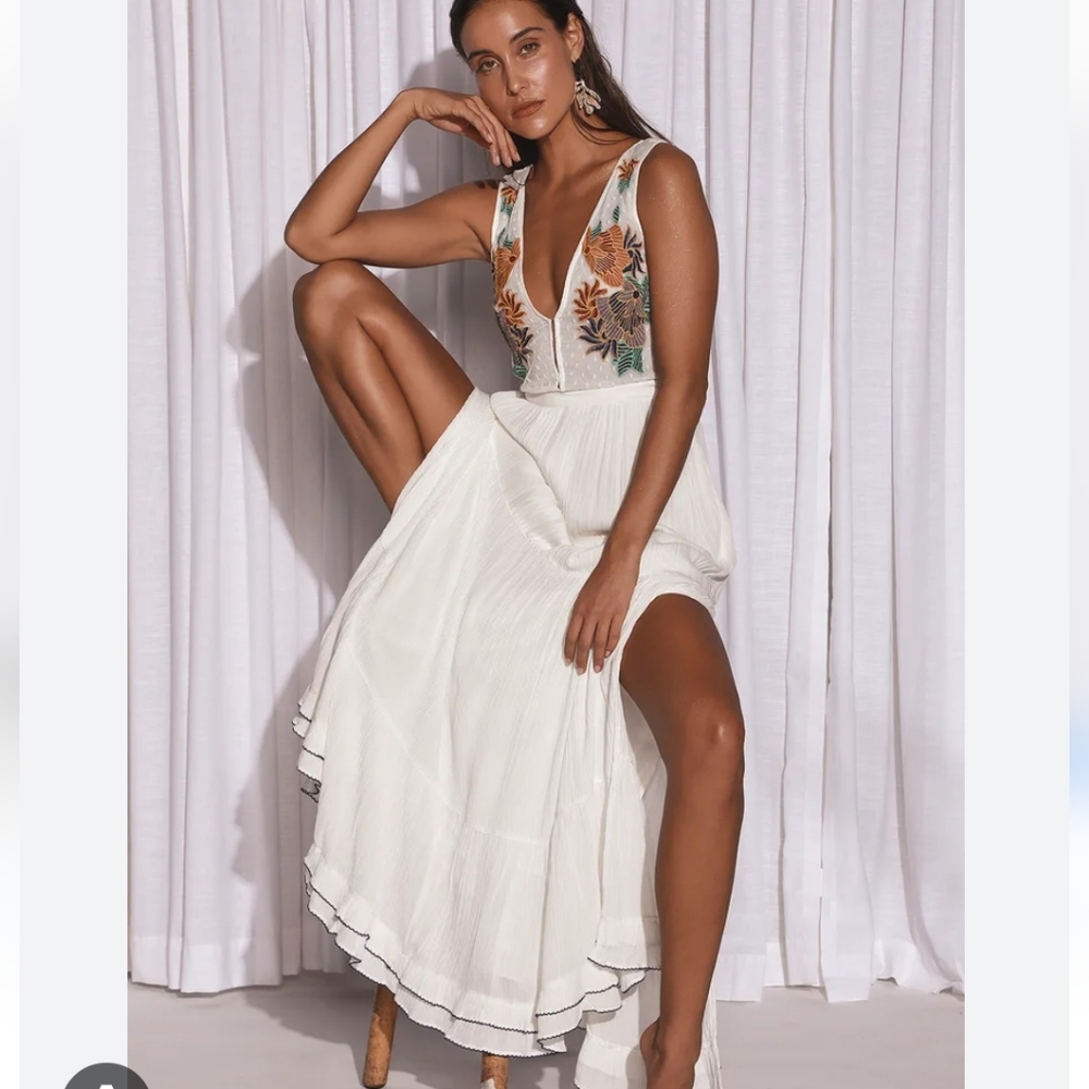 tickets to paradise white embroidered maxi